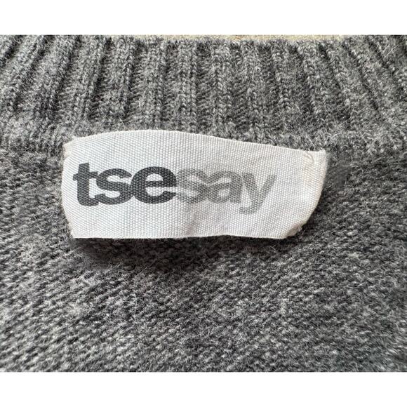 Tsesay Wool Cashmere Gray Sweater Dress Women’s Medium Ruffle Sleeve Pullover - Picture 3 of 5